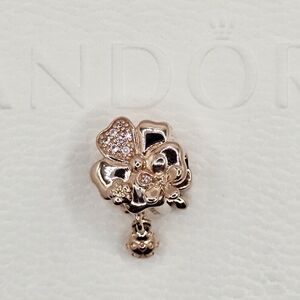🌸Authentic Pandora ⭐️RETIRED⭐️ ROSE FLOWER & 🐞LADYBUG DANGLE CHARM